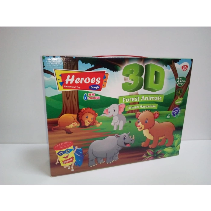 HEROES 3D ORMAN HAYVANLARI OYUN HAMURU SETİ 21 PRÇ 6 RENK HAMUR