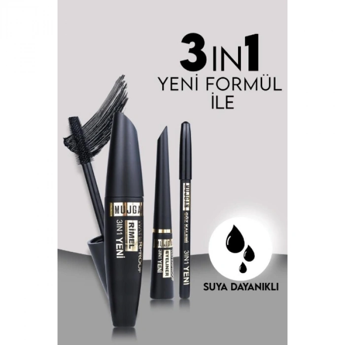 3ü 1 Arada Göz Makyajı Seti - Eyeliner, Maskara, Kalem