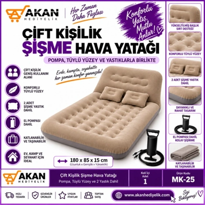 Konforlu Kamp Yatağı Çift Kişilik Şişme Hava Yatağı