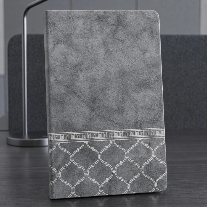 Toptan Desenli Gri Deri Defter
