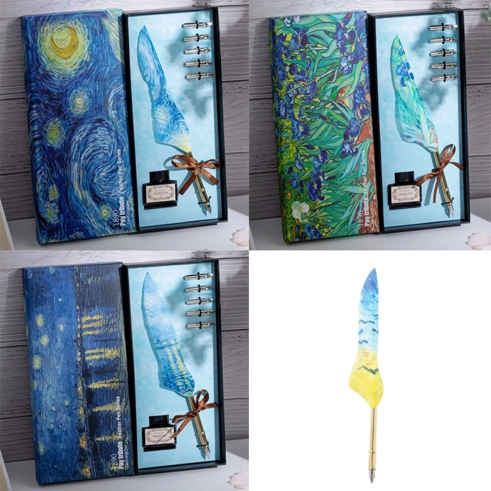 Toptan Vang Gogh Temalı Tüylü Divit Kalem Seti