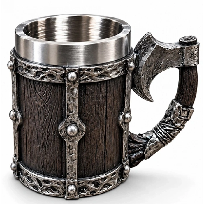 Viking Balta Kulplu 3D Paslanmaz Çelik Kupa Bardak Alk6263