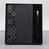 Toptan Desenli Siyah Deri Defter Kalem Set