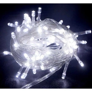 10m 100 Led Boncuk Lamba Beyaz Işık Şeffaf Kablo