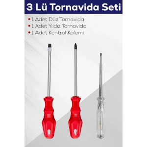 3lü Tornavida Seti (Düz Tornavida + Yıldız Tornavida + Kontrol Kalemi)
