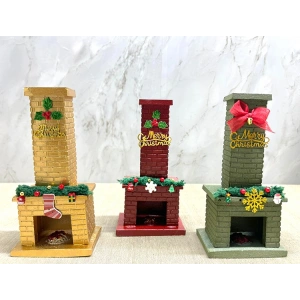Noel Temalı Polyester Şömine Tütsülük