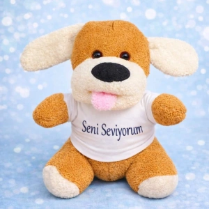 Seni Seviyorum Tişörtlü Sevimli Peluş Köpek