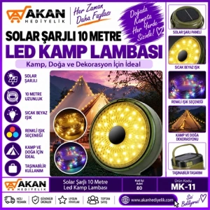 Solar Şarjlı 10 Metre Led Kamp Lambası