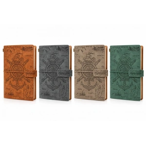 Vintage Dümen Ve Çapa Desenli Deri Defter Alk6470