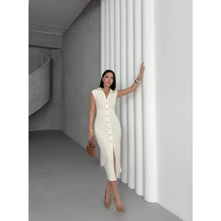 Büzgü Detaylı Kalem Elbise