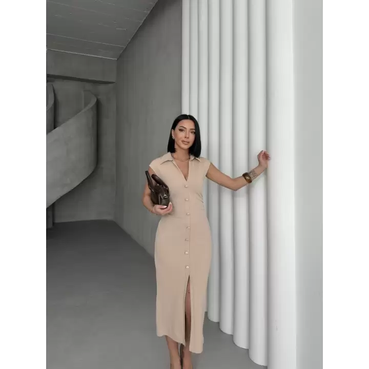 Büzgü Detaylı Kalem Elbise