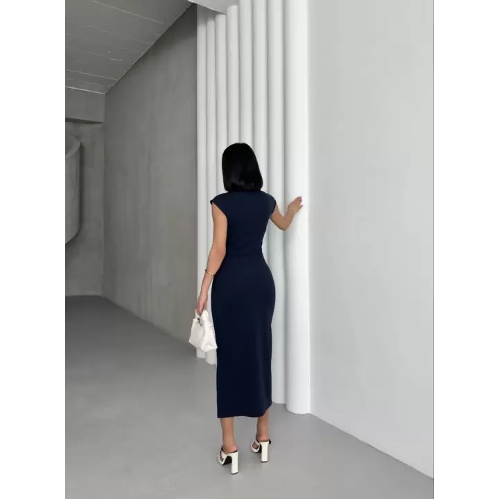 Büzgü Detaylı Kalem Elbise