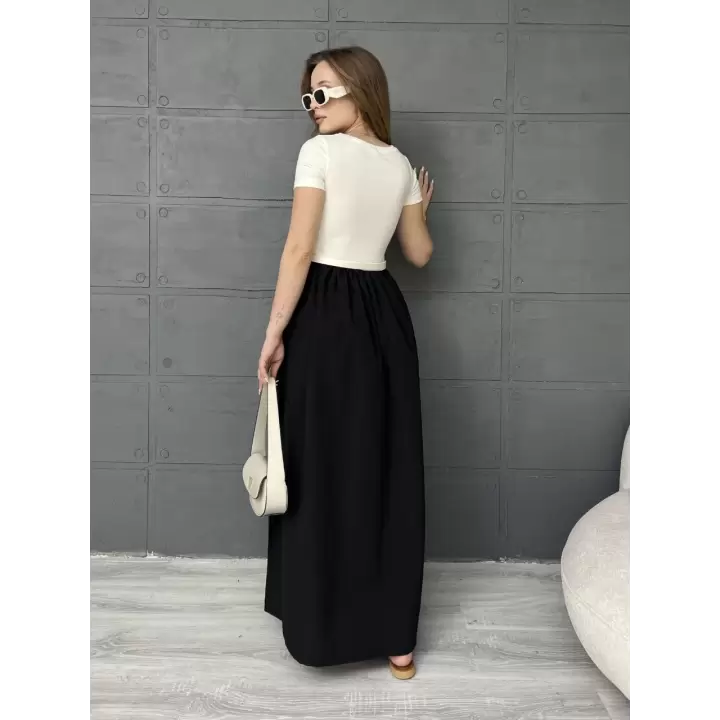 Kısa Kollu Kemerli Kloş Elbise