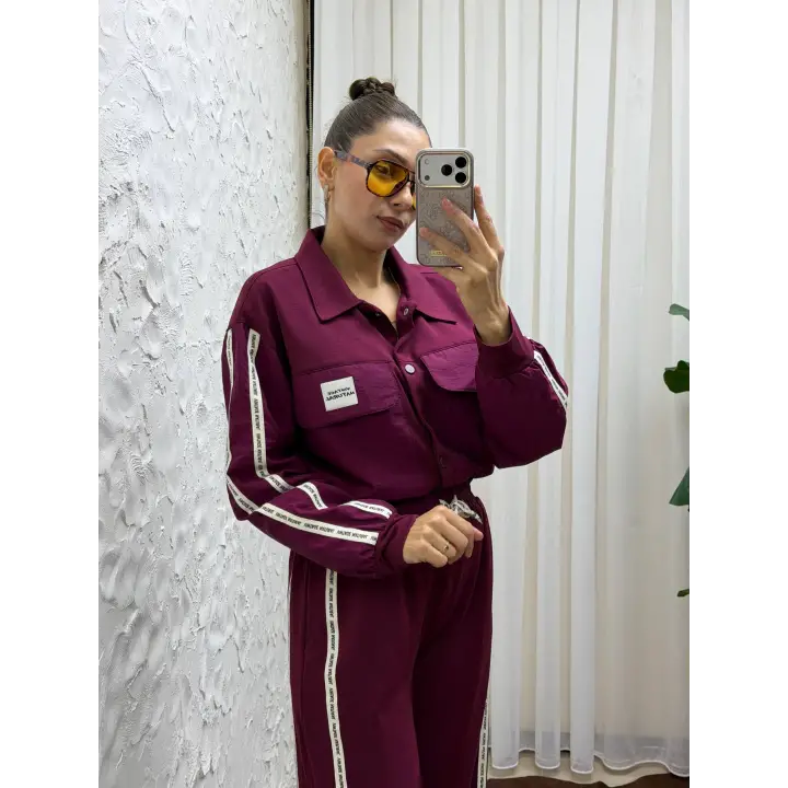 Yan Şerit Detaylı Fermuarlı Ceket ve Lastikli Paça Eşofman Altı Takım