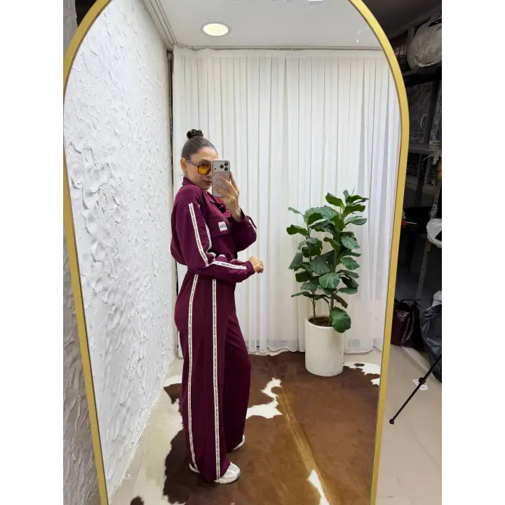 Yan Şerit Detaylı Fermuarlı Ceket ve Lastikli Paça Eşofman Altı Takım