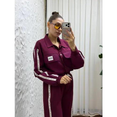 Yan Şerit Detaylı Fermuarlı Ceket ve Lastikli Paça Eşofman Altı Takım