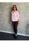 Pembe Cebi Taşlı Çizgili Gömlek