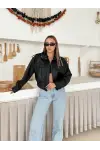 Bomber Suni Deri Premium Ceket Siyah