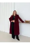 Yumuşak Kaşmir Dokulu Maskülen Maxi Kaban Bordo