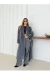 Yumuşak Kaşmir Dokulu Maskülen Maxi Kaban Krem