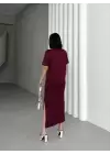 Basic Taş Detay Yırtmaçlı Elbise