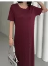 Basic Taş Detay Yırtmaçlı Elbise