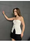 Straplez Ottoman Güneşli Bluz