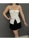 Straplez Ottoman Güneşli Bluz