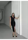 Büzgü Detaylı Kalem Elbise
