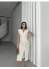 Büzgü Detaylı Kalem Elbise