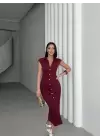 Büzgü Detaylı Kalem Elbise