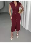 Büzgü Detaylı Kalem Elbise