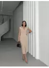 Büzgü Detaylı Kalem Elbise