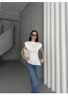 Asimetrik Vatkalı Bluz