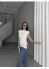Asimetrik Vatkalı Bluz