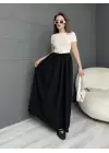 Kısa Kollu Kemerli Kloş Elbise
