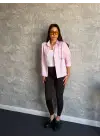 Pembe Cebi Taşlı Çizgili Gömlek