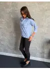 Mavi Cebi Taşlı Çizgili Gömlek