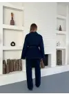Bağlamalı Lacivert Ceket Pantolon Kot Takım