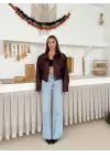Bomber Suni Deri Premium Ceket Bordo