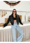 Bomber Suni Deri Premium Ceket Siyah