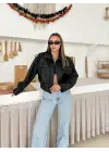 Bomber Suni Deri Premium Ceket Siyah