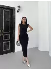 Taş Detay Vatkalı Elbise