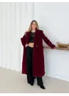 Yumuşak Kaşmir Dokulu Maskülen Maxi Kaban Bordo