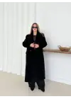 Yumuşak Kaşmir Dokulu Maskülen Maxi Kaban Siyah