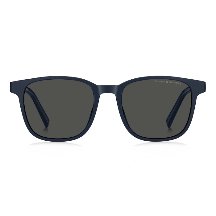 Tommy Hilfiger Erkek Güneş Gözlüğü - Dikdörtgen Mavi Kırmızı Plastik Çerçeve Gri Cam, %100 UV Koruma 2202/S