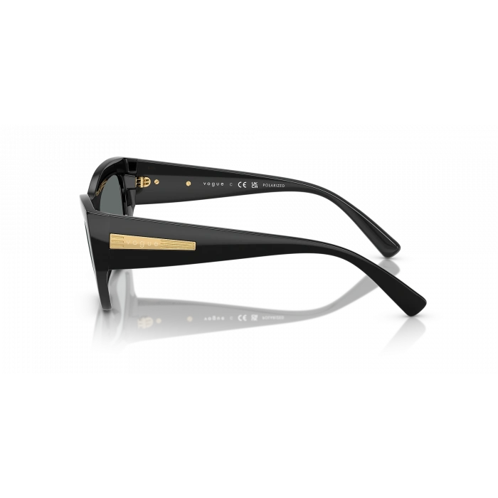 Vogue Unisex Güneş Gözlüğü - Geometrik/İrregüler Form Siyah Naylon Çerçeve Koyu Gri Degrade Cam 0VO5607S