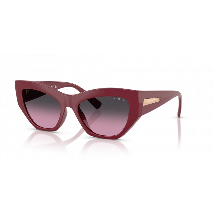 Vogue Unisex Güneş Gözlüğü - Geometrik/İrregüler Form Vişne Naylon Çerçeve Gri Degrade Kahverengi Polarize Cam 0VO5607S