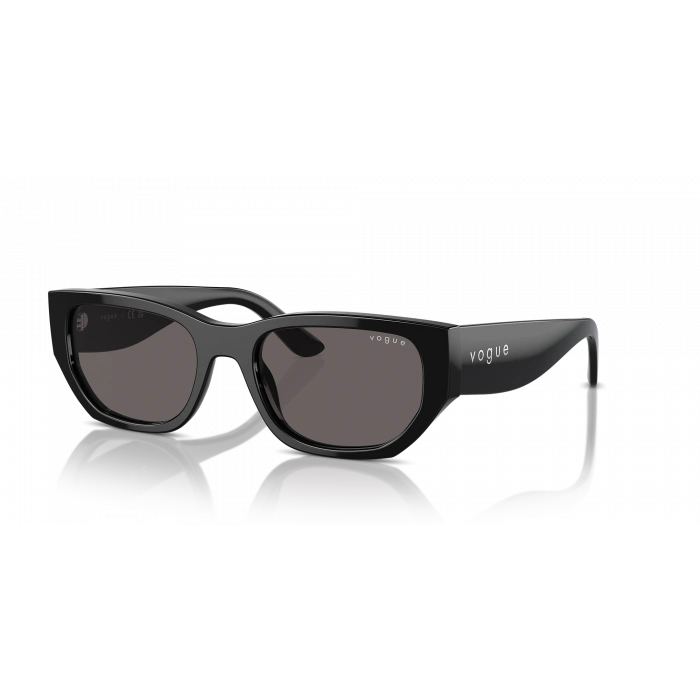 Vogue Unisex Güneş Gözlüğü - Dikdörtgen Form Siyah Kemik Çerçeve Füme Cam 0VO5586S