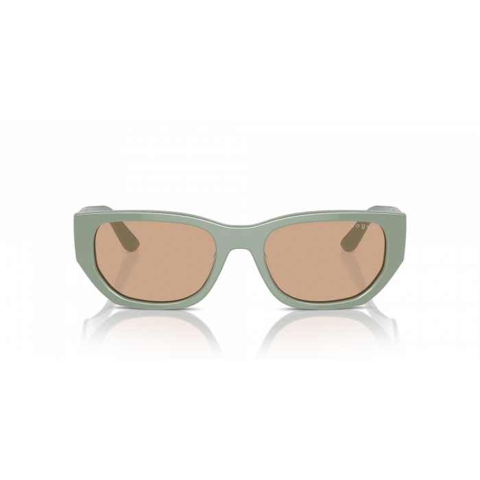 Vogue Unisex Güneş Gözlüğü - Dikdörtgen Form Açık Yeşil Kemik Çerçeve Koyu Kahverengi Cam 0VO5586S
